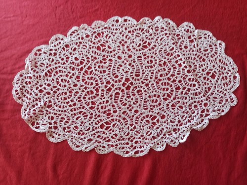 Tombolo centrino ovale bianco - tombolo,